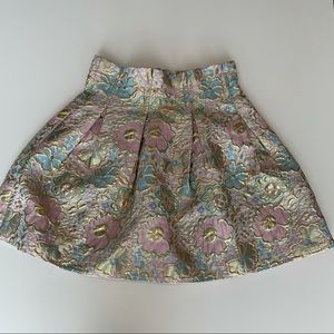 Floral Skirt w/ Metallic Gold Details